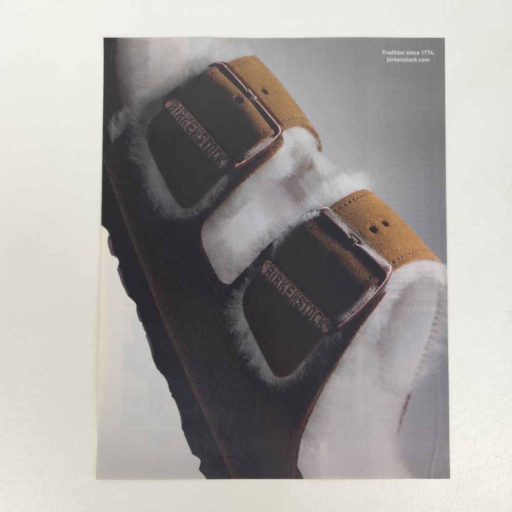 Birkenstock Arizona Shearling Mink Sandal Print Ad Suede Fur Closet Wall Decor